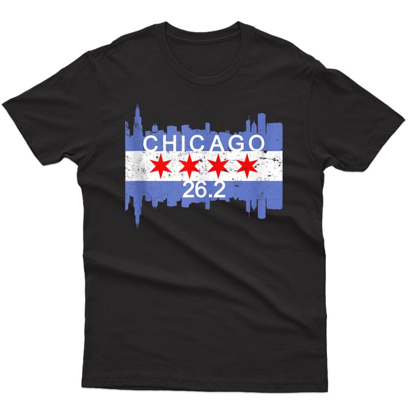 26.2 Mile Marathon Runner Chicago Flag Running Race Gift Tank Top Shirts