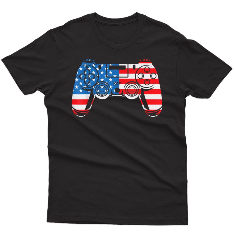 4th Of July Shirt. Video Gamer American Freedom Usa Flag T-shirt