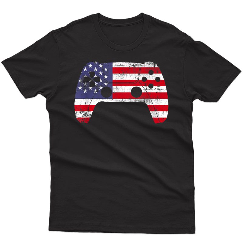 4th Of July Video Game Gamer Usa Flag T-shirt