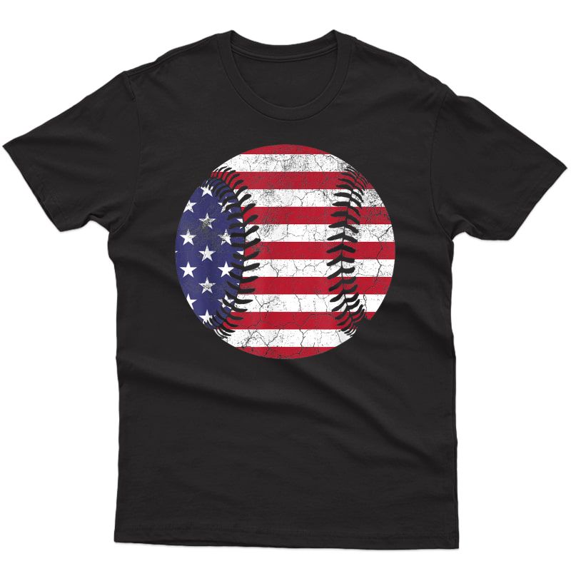 American Flag Baseball T-shirt July 4th Usa T-shirt