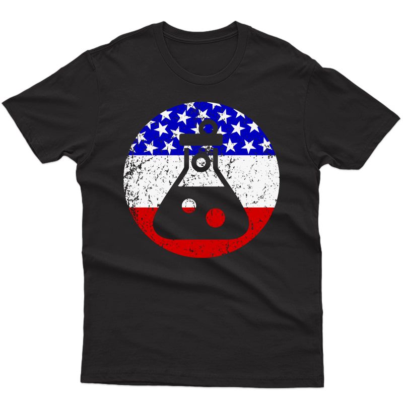 American Flag Chemist Science Test Tube Flask Shirts