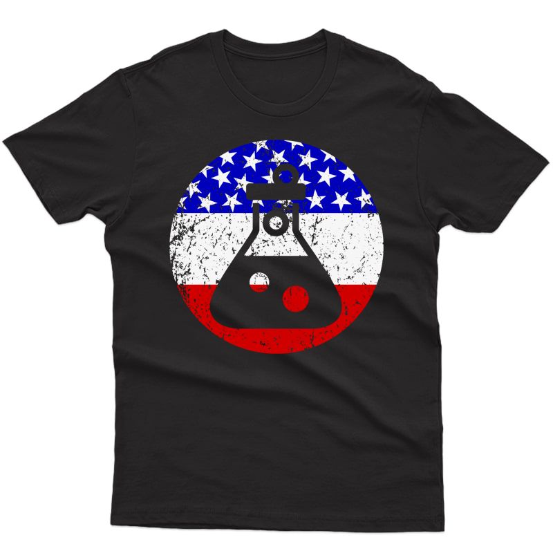 American Flag Chemist Scientist Retro Test Tube Flask Shirts