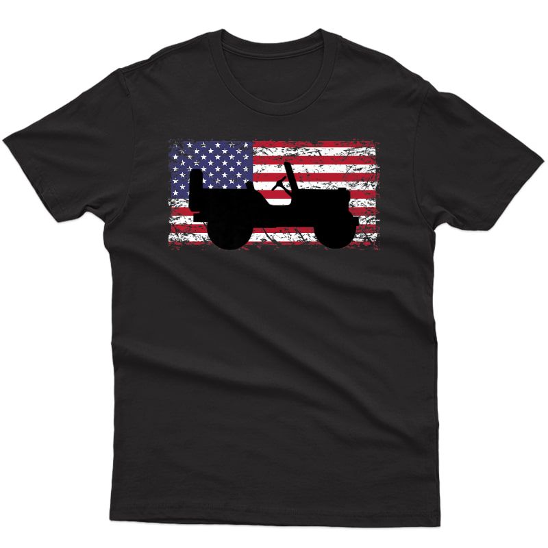 American Flag Off Road Overlanding Jeeps Camping Premium T-shirt