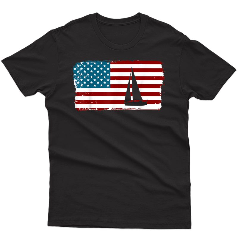 American Flag Sailing Shirt | Cute Boating Apparel Tee Gift