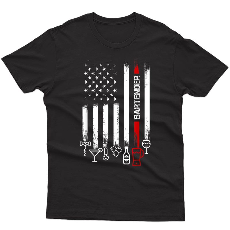 American Flag With Bartender Tshirt For Father