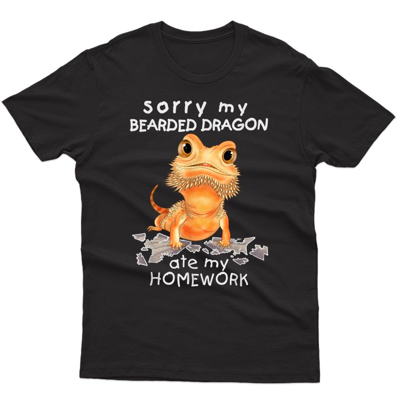 Bearded Dragon Cute Lizard Gift Beardie Ate My Homework T-shirt