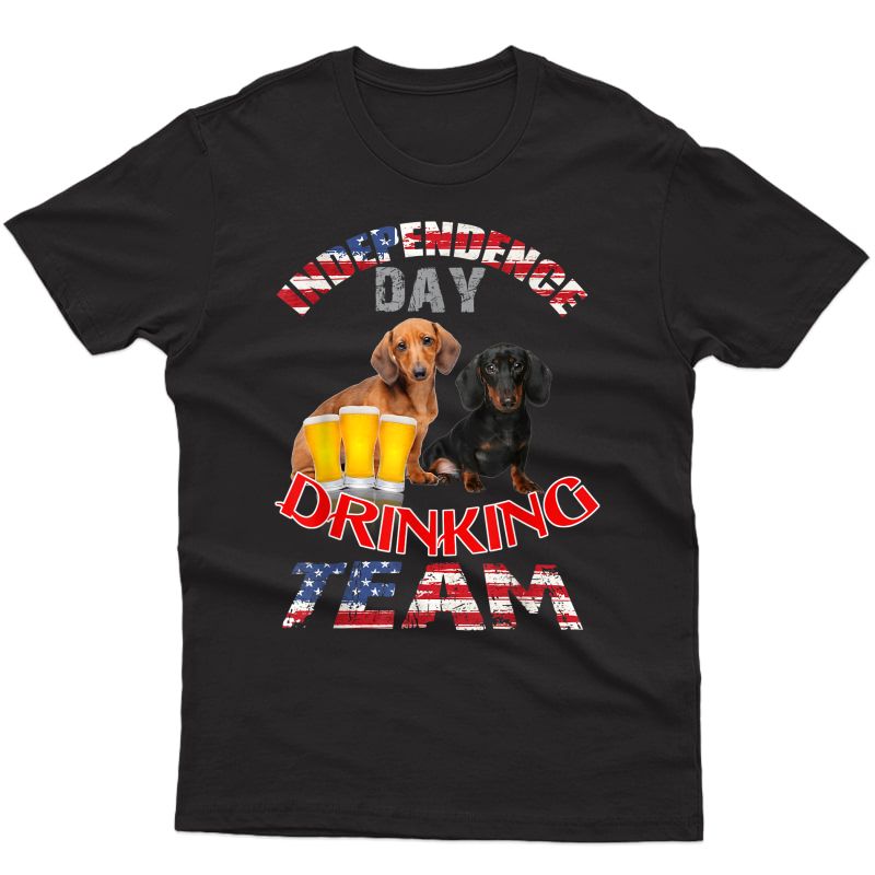 Beer Dachshund Drinking 4th Of July Dog T-shirt
