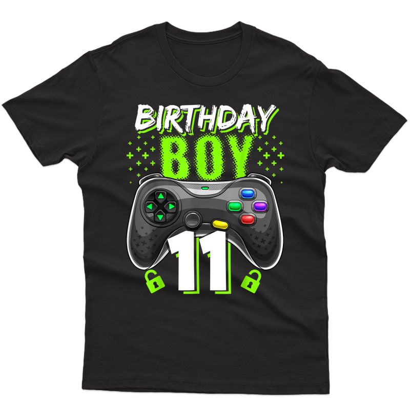 Birthday Boy 11 Video Game Controller Gamer 11th Birthday T-shirt