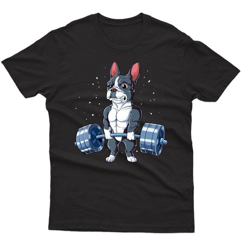 Boston Terrier Weightlifting Funny Deadlift Ness Gym Premium T-shirt