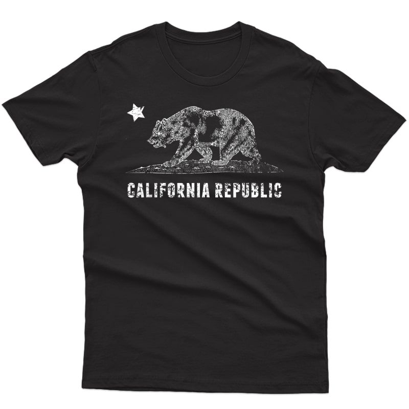 Ca Republic Shirt, Bear & Star | Distressed California State