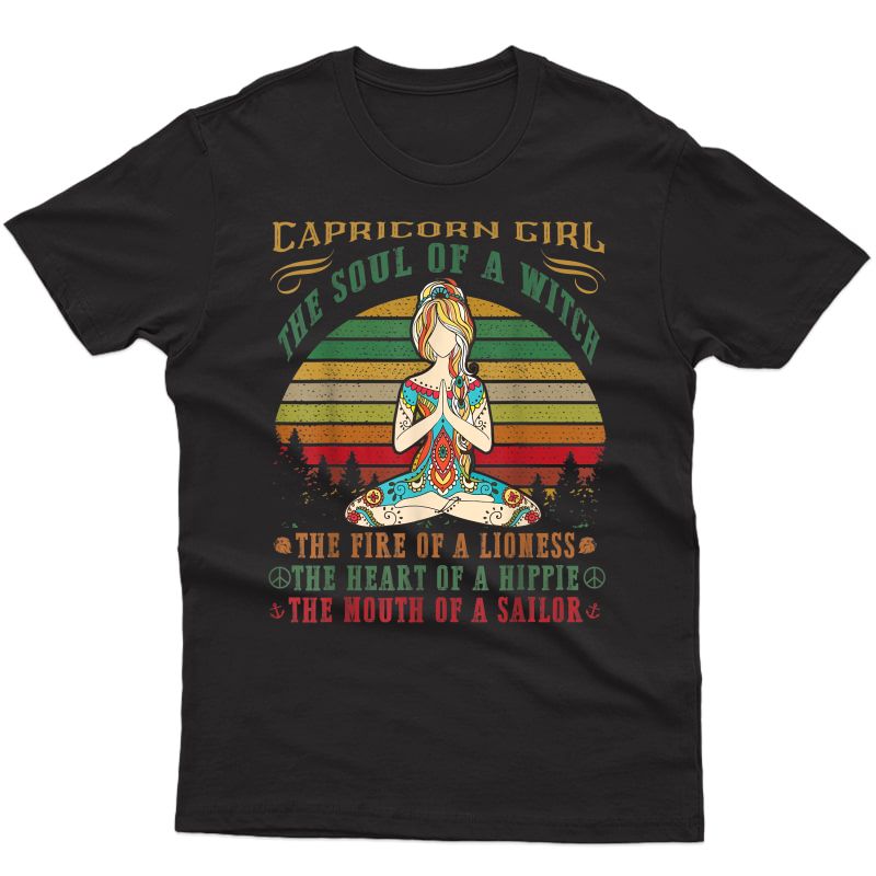 Capricorn Girl Tshirt For Yoga Black Birthday Gifts