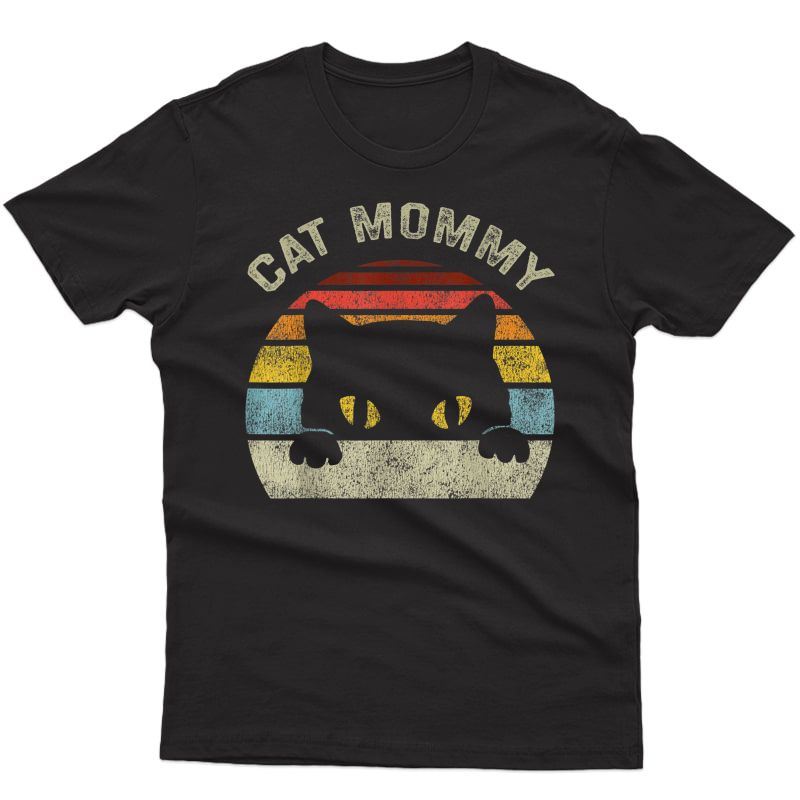 Cat Mommy Vintage Retro Black Cats Mom Mothers Day T-shirt