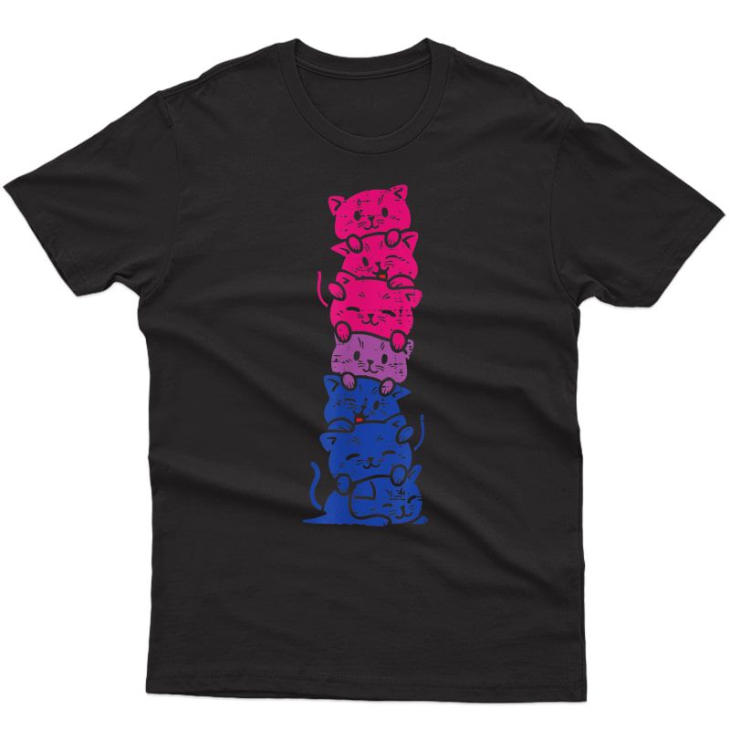 Cat Stack Bisexual Pride Cute Bi Flag Lgbt Animal Lover Gift T-shirt