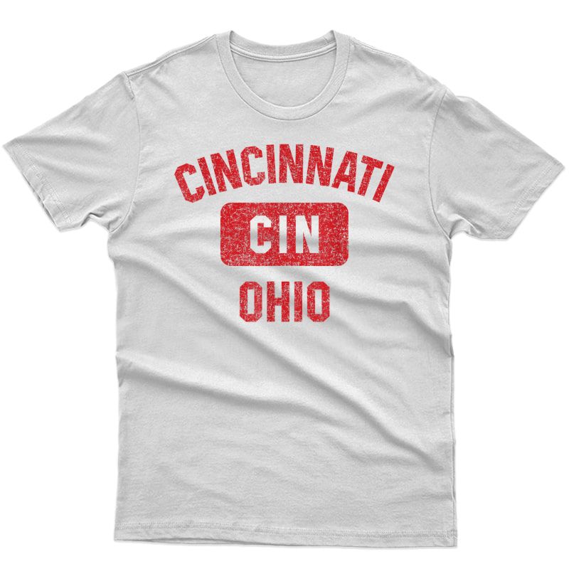 Cincinnati Cin Gym Style Distressed Red Print T-shirt