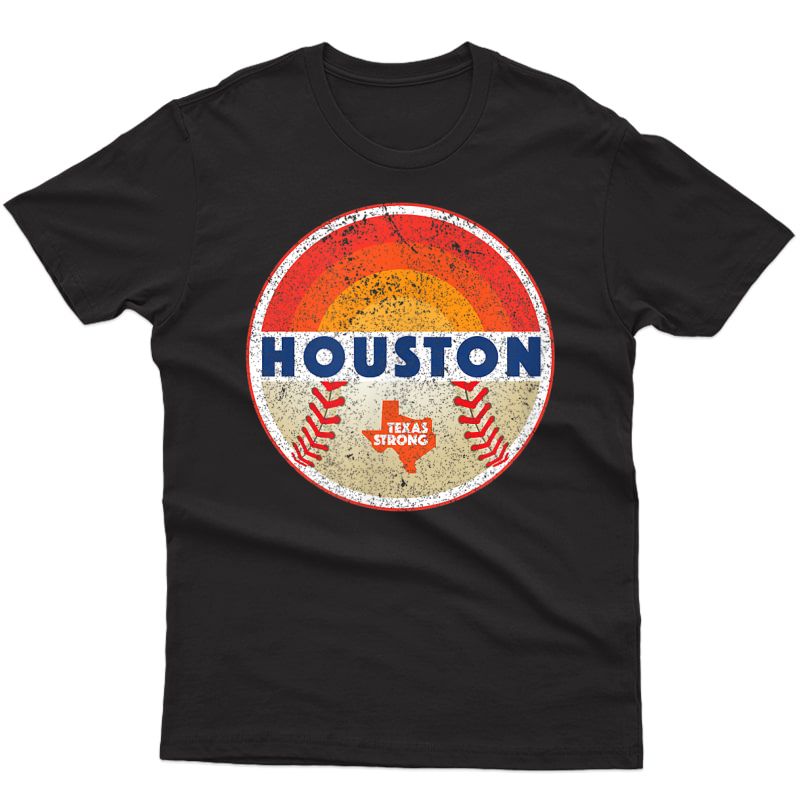 Cool Houston Texas Strong Baseball Vintage Graphic T-shirt