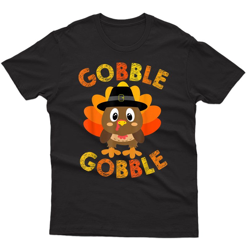 Cute Gobble Gobble Turkey Pilgrim Little Thanksgiving T-shirt
