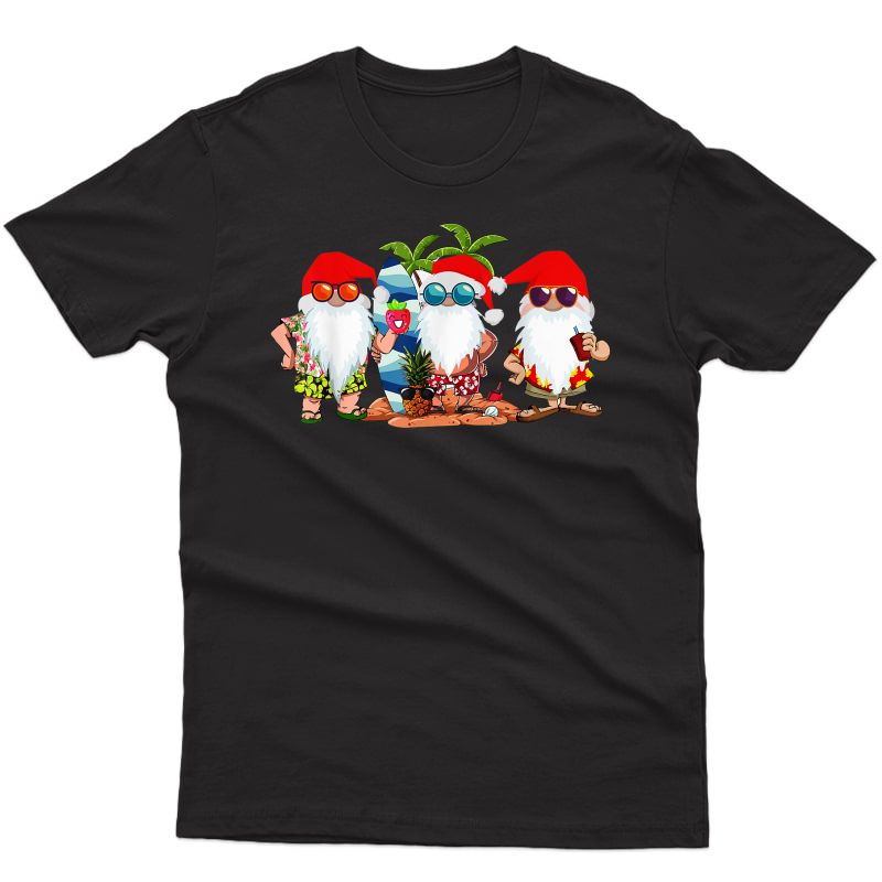 Cute Hawaiian Three Gnomes Christmas In July Summer Vacation T-shirt