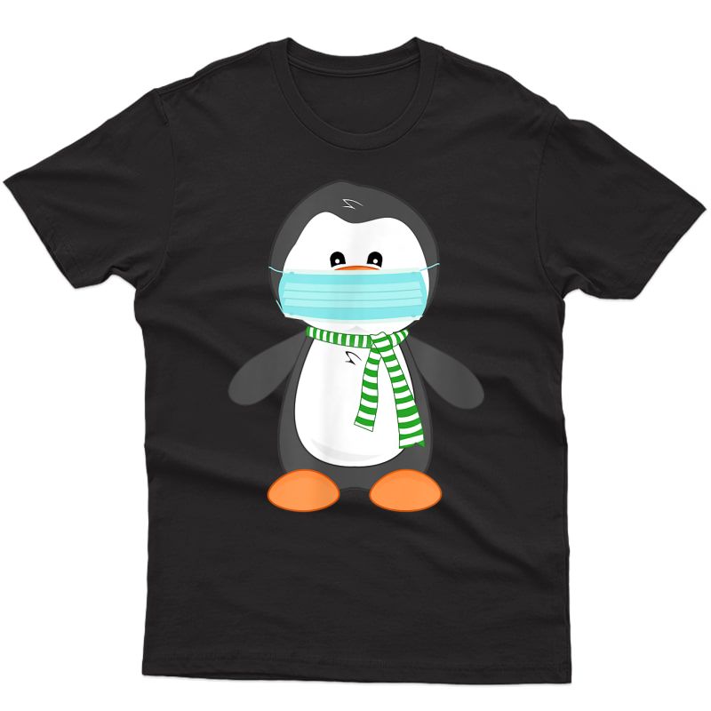 Cute Penguin With Face Mask Funny Gift For Animal Lovers T-shirt