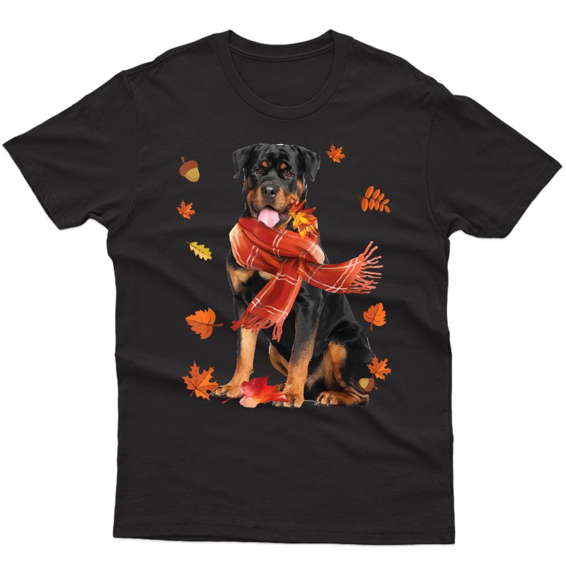 Cute Rottweiler Dog Autumn Thanksgiving Gifts T-shirt