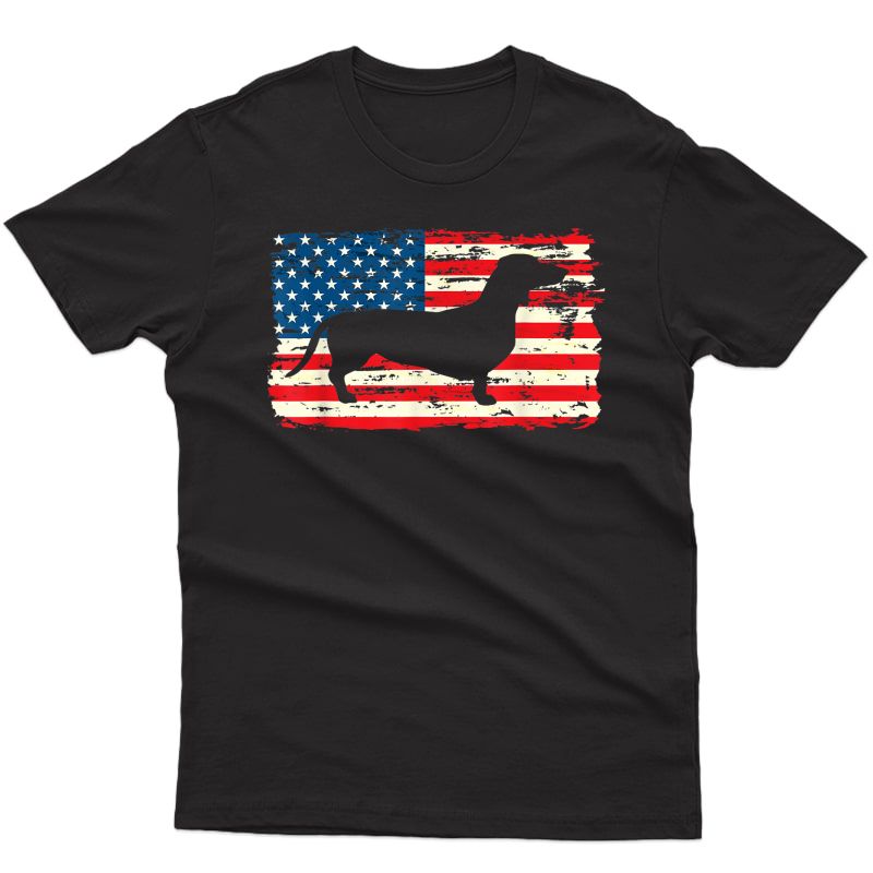 Dachshund American Flag Shirt 4th Of July Dog Patriotic T-shirt