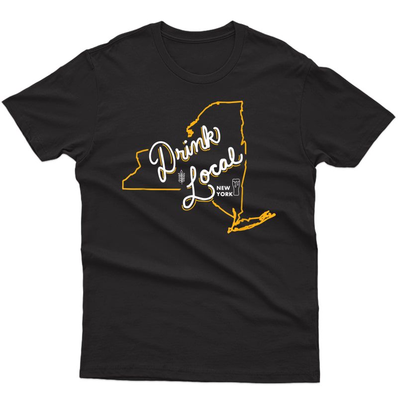 Drink Local New York State Outline Craft Beer T-shirt