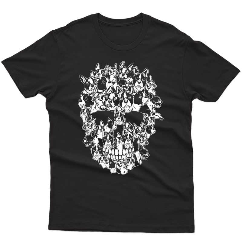 Funny Halloween Costume Skull Boston Terrier Dog Lover Gift T-shirt