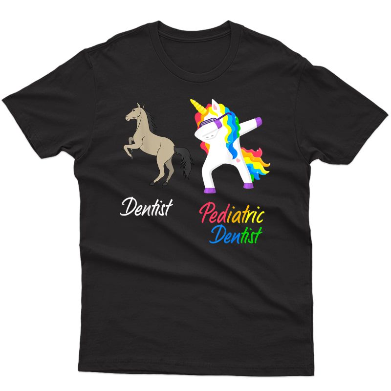 Funny Pediatric Dentist Dabbing Unicorn Short Sleeve T Shirt