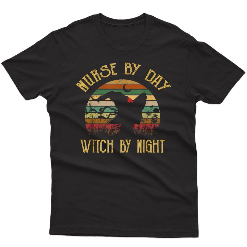 Funny Pumpkin Shirts Nurse By Day Witch By Night Halloween T-shirt