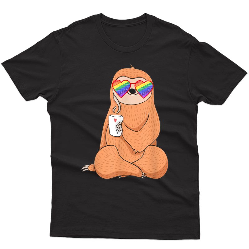 Gay Sloth Lover Lgbtq Pride Stuff Teens Rainbow Coffee Lover T-shirt