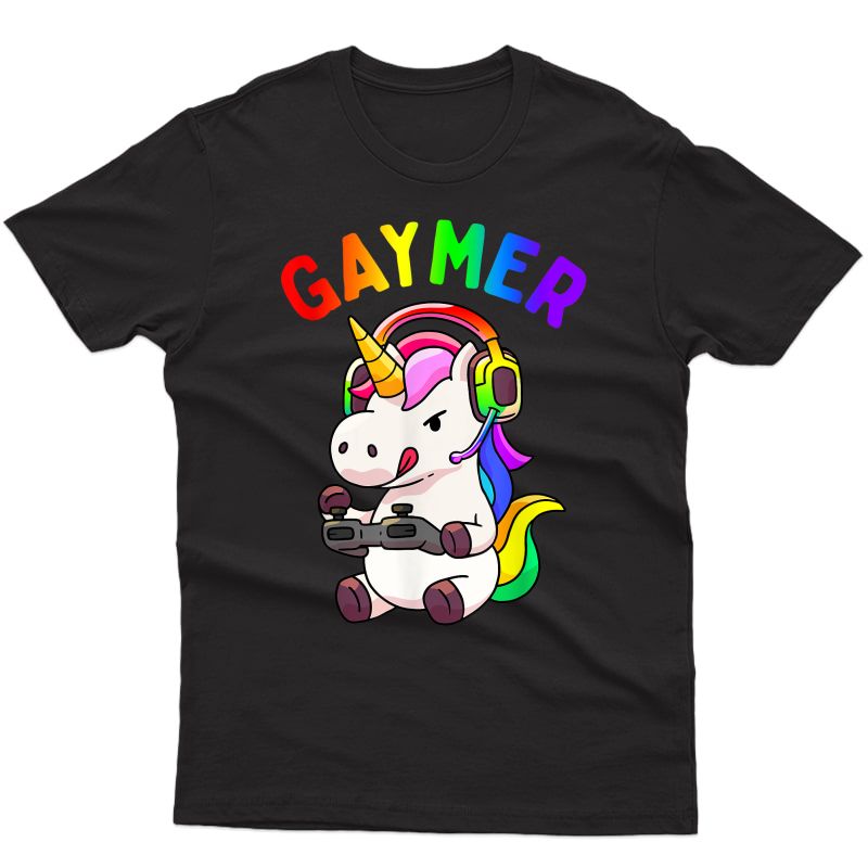 Gaymer Gay Pride Flag Lgbt Gamer Lgbtq Gaming Unicorn Gift T-shirt
