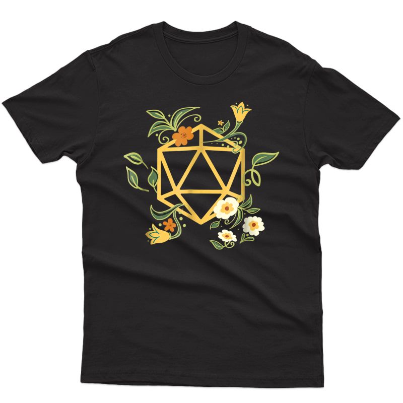 Geeky Polyhedral D20 Dice Set Plant Nerdy T-shirt