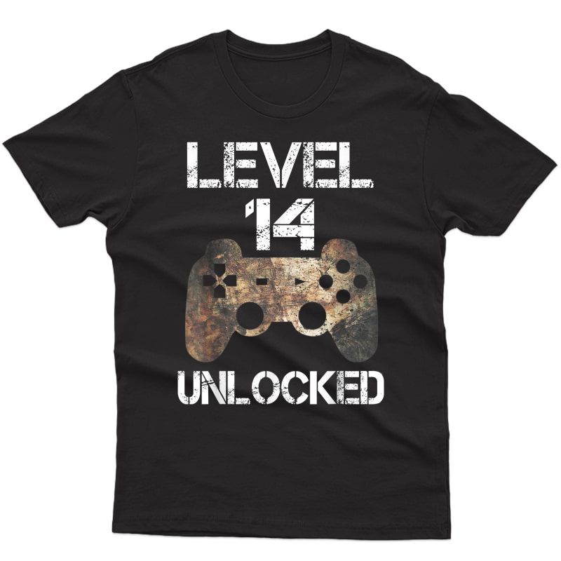 Level 14 Unlocked 14th Birthday 14 Year Old Gamer T-shirt