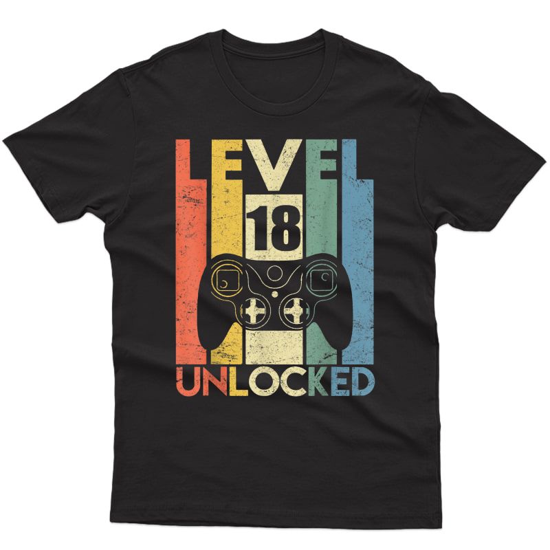 Level 18 Unlocked Tshirt 18th Video Gamer Birthday Boy Gifts T-shirt