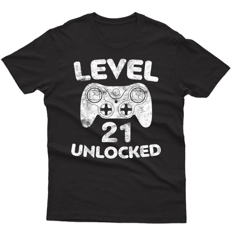 Level 21 Unlocked T-shirt 21st Video Gamer Birthday Gift T-shirt