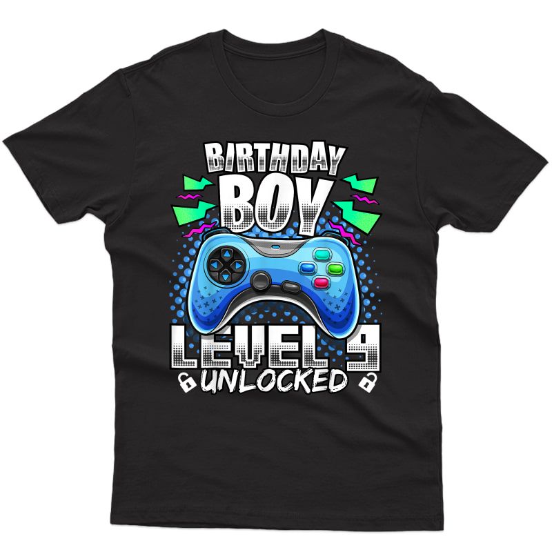 Level 9 Unlocked Video Game 9th Birthday Gamer Gift T-shirt