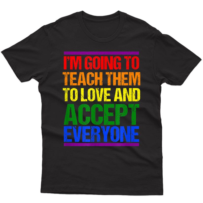 Lgbt Tea Ally Rainbow Teach Love Accept Everyone T-shirt