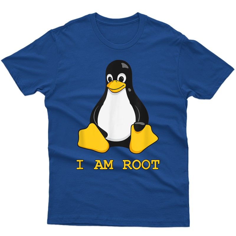 Linux Mascot Tux The Penguin I Am Root Tshirt 