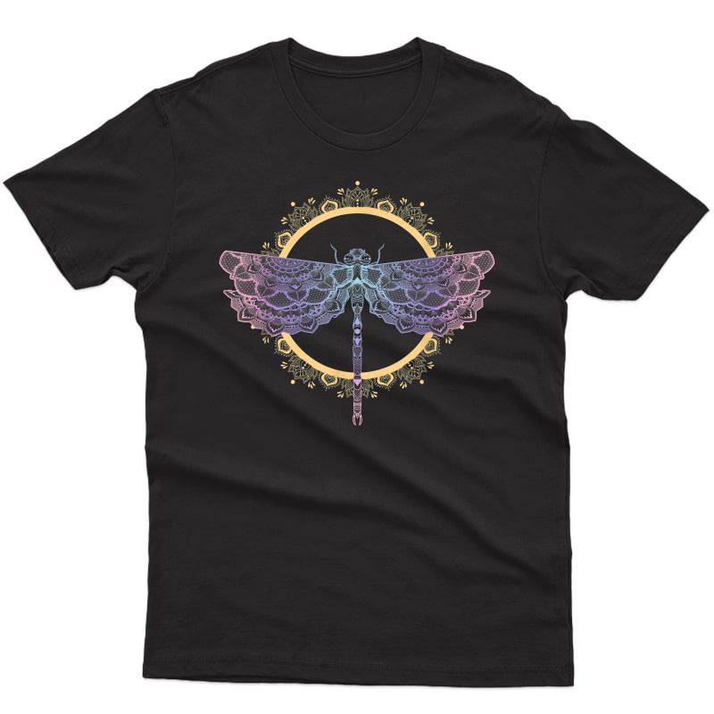 Meditation Mandala Dragonfly Esoteric Yoga Design T-shirt