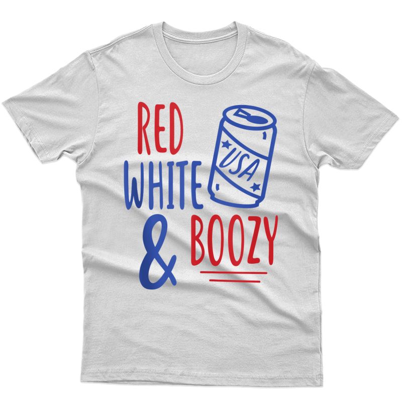 S Red & Boozy Funny Beer Booze 4th Of July Party Gift Tank Top Shirts