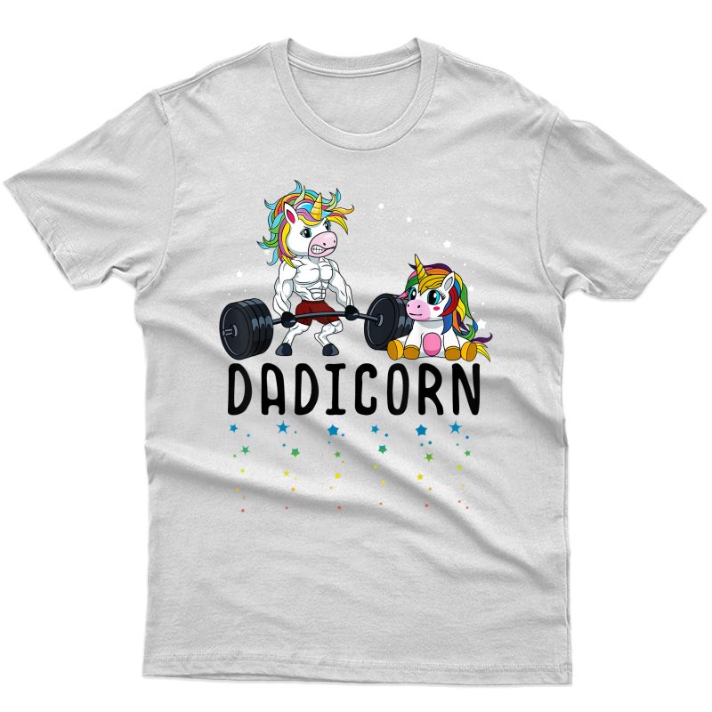 S Dadicorn Unicorn Dad Ness Gym Weightlifting T-shirt