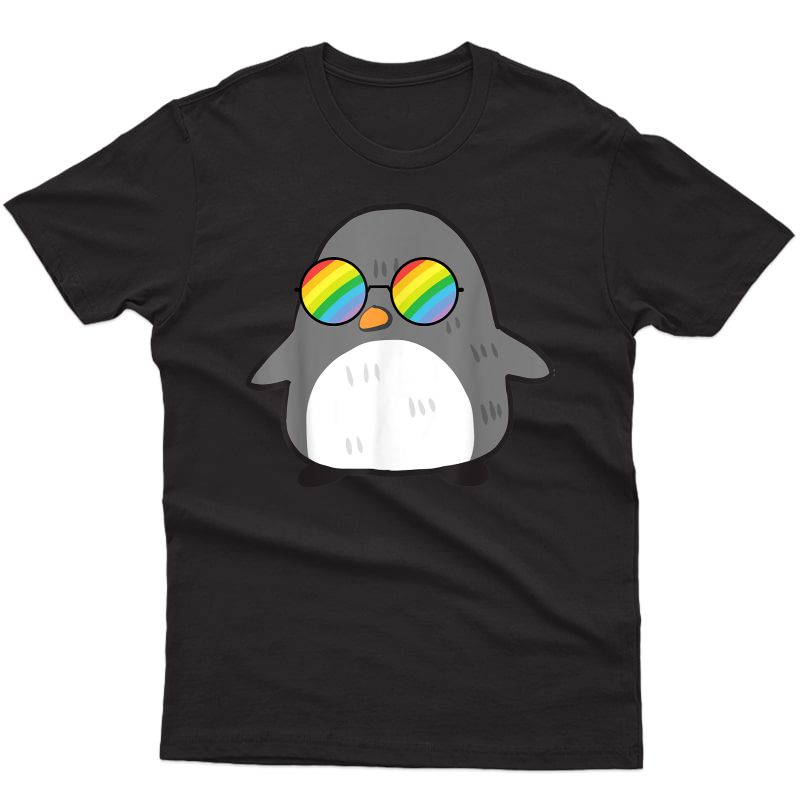Penguin In Rainbow Sunglasses Gay Pride Cute Lgbt T-shirt