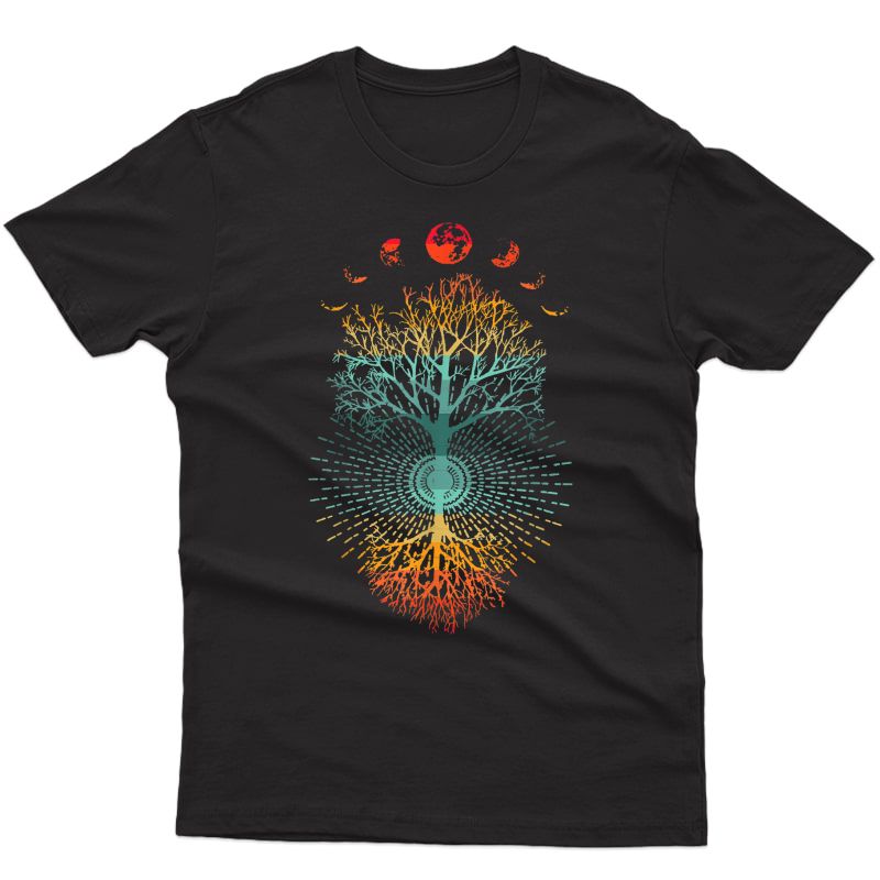 Phases Of The Moon Retro 60's 70's Vibe Tree Of Life Graphic T-shirt