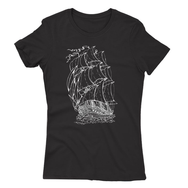 Pirate Ship Vintage Retro L Sailing Boat Captain T-shirt