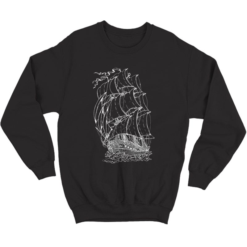 Pirate Ship Vintage Retro L Sailing Boat Captain T-shirt Crewneck Sweater