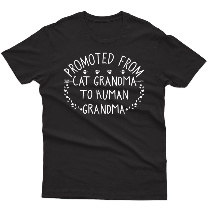 Promoted From Cat Grandma To Human Grandma Shirt New Baby