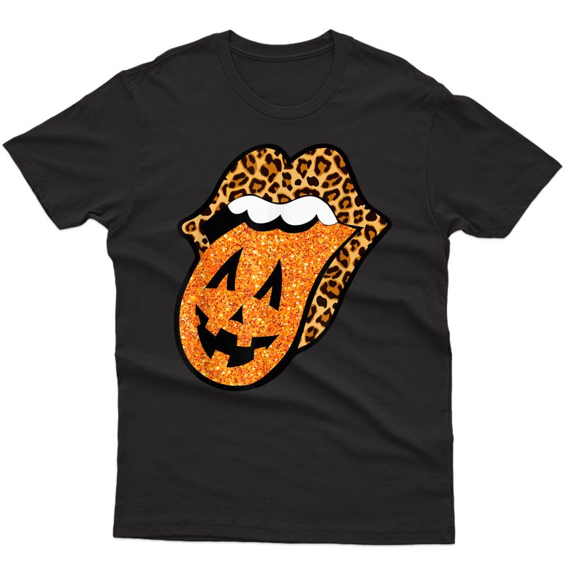 Pumpkin Tongue With Leopard Lips Halloween Gift Girl T-shirt