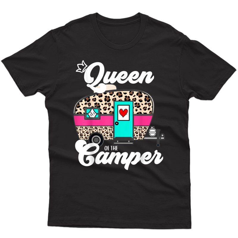 Queen Of The Camper Rv Camping Happy Camper Leopard Cheetah T-shirt
