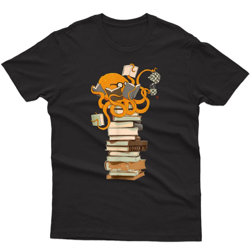 Reading Octopus, Tea, Coffee And Books Gift T-shirt