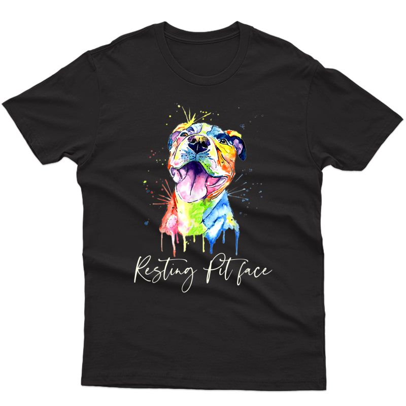 Resting Pit Face Pitbull Watercolor Dog Lovers Gift T-shirt