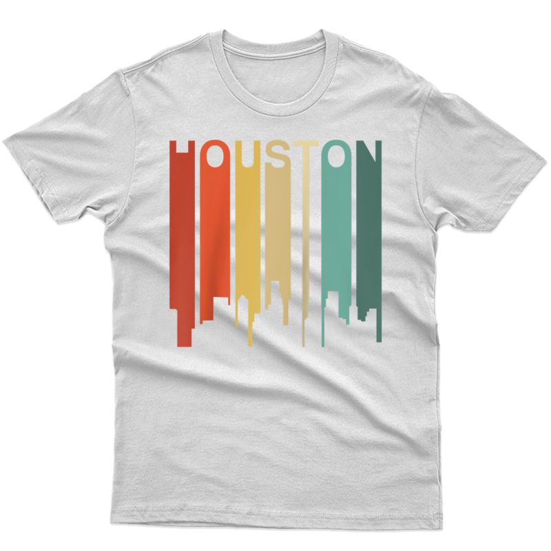 Retro Houston Texas Vintage Skyline Rodeo Bbq City Architect Raglan Baseball Ts Shirts